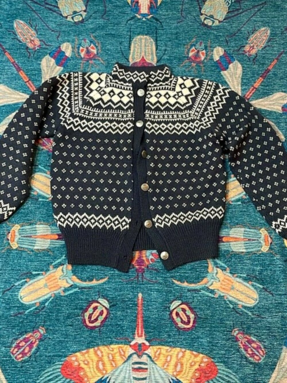 Vintage Wool Sweater Cardigan LillunSport of Norway Moose Buttons Large